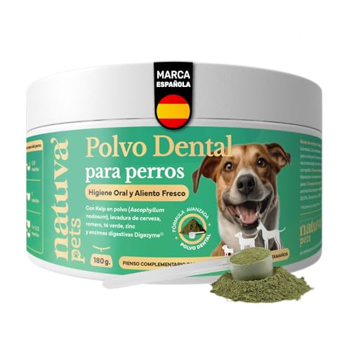 100% Natural Dog Dental Cleaner with Kelp Premium Algae - 180g | Bad Breath Powder, Plaque & Tartar - Toothbrush & Toothpaste Alternative - Natuva Pets