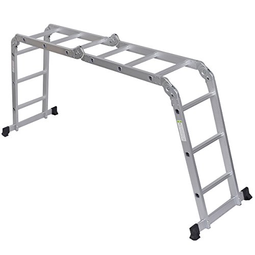 12.5ft En131 330lb Multi Purpose Step Platform Aluminum Folding Scaffold Ladder