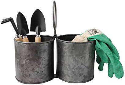 GoCraft Handmade Cutlery Holder/Organizer for your Utensils, Spatula, Spoons, Silverware - Set of 2 Organizers | Rustic Black Finish