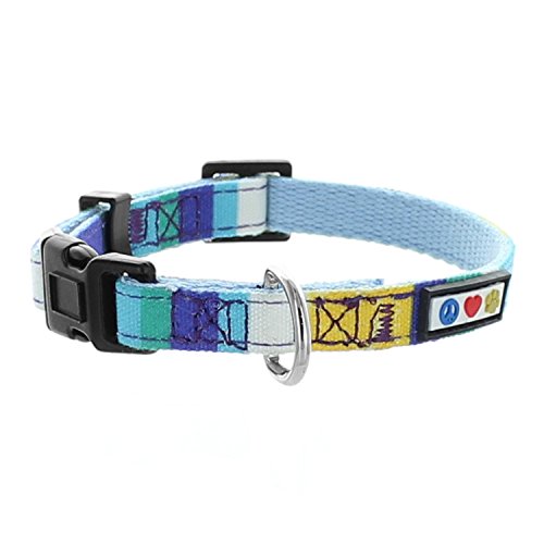 Pawtitas Pet / Puppy Soft Training Adjustable Multicolor Dog Collar Small 5/8 Inch Blue / Teal / White / Yellow