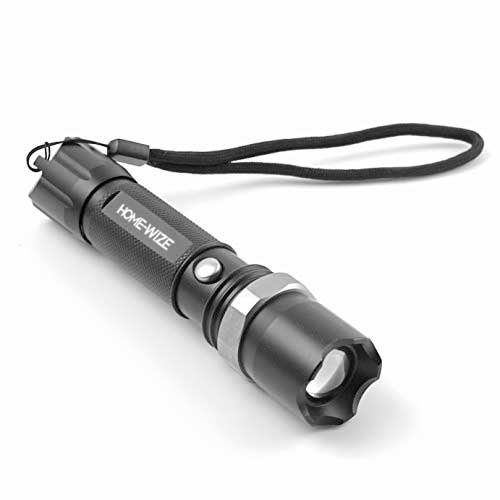 Adjustable Focus XPE Led Police Tactiacl Flashlight Torch by Home-Wize. 3 Modes, 220 lumens, Black
