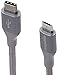 Amazon Basics Double Braided Nylon USB-C to Micro USB 2.0 Male Charger Cable, 1 Feet, Dark Grey