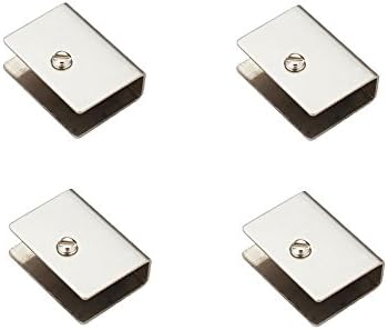 FYRONDY Adjustable Frameless Stainless Steel Rectangle Glass Shelf Clamp Clip 4 packing (Medium)