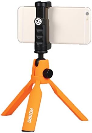 Koziro Mini Tabletop Tripod Kit: Universal Smartphone Clamp, Quick Release Ballhead, Hand Grip Rig, Cold Shoe Mount for Apple iPhone iOS &amp; Samsung Galaxy Android Photo Video Camera (Orange)