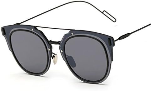 SMA Eyewear Women's Premium High Fashion SAFRON Metal Round Mirrored Lens Sunglasses UV400 1-8025 (Black, Black)