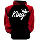 SR S&R Handwrite King Queen Crown Raglan Hoodie Pullover Hooded Sweatshirt