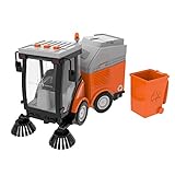 Street Sweeper Toy, Push and Go Friction Powered Truck Toys for Boys, Simulation Street Sweeper Truck with Lights & Sounds, Removable Garbage Can, Sweeping Brushes（Batteries Included）
