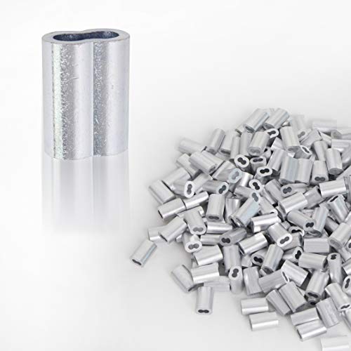 Aluminum Crimping Loop Sleeve for 1/16" Diameter Wire Rope and Cable (1/16" 200PCS)