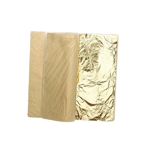 KAILIKETIY 100Sheets Imitation Gold Leaf for Decorative Arts Crafts Gilding and Furniture Restoration for Creative Projects and DIY Decorations