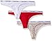 Calvin Klein Women's 3 Pack Carousel Thong Panty, White/Evocative Red/Simple Stripe Fresh Taupe, Medium