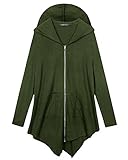 Women's Pluse Size Hooded Sweatshirt Jacket Cape Style (3XL, Army green)
