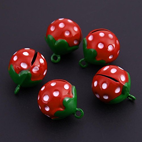Jocestyle Pet Costume Accessories Dog Cat Small Bells Strawberry Crafts Necklace Pendant (Including 5pcs/set)