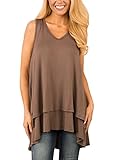 Alvaq Women's Summer RaceBack Scoop Neck Cotton Tank Tunic Large Brown