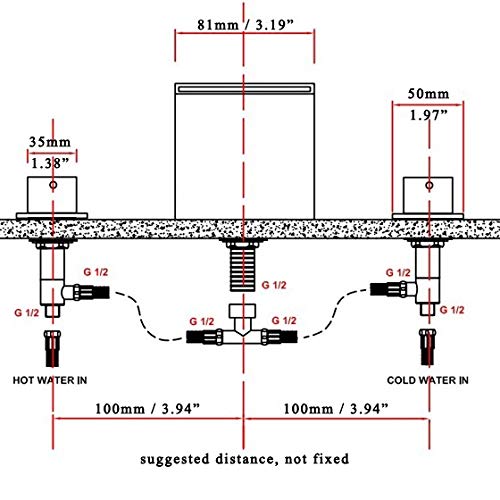 Lovedima Victoria Widespread Waterfall Faucet LED Bathroom Sink Faucet 3-Piece Basin Mixer Tap