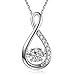 Caperci Sterling Silver Jewelry White Cubic Zirconia Infinity Pendant Necklace for Women, 18''