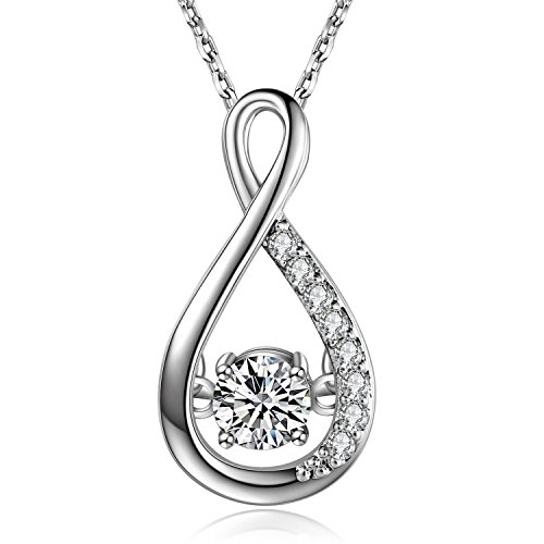 Caperci Sterling Silver Cubic Zirconia Wedding Mothers Day Gifts Jewelry Infinity Pendant Necklace for Women, 18''