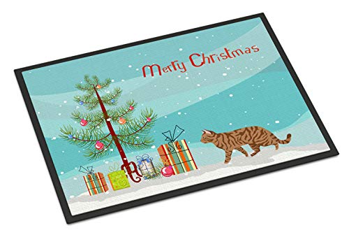 Caroline's Treasures CK4731MAT Toyger Cat Merry Christmas Doormat 18x27 Front D…