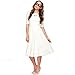 Dantiya Women's Half Sleeve Elegant Back Zipper A-Line Knee Long Dress White