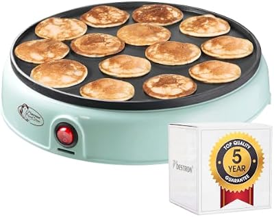 macchina per poffertjes dal design retrò, mini crepes, specialità olandese, macchina per pancake con rivestimento antiaderente e spia luminosa, collezione Sweet Dreams, colore: verde