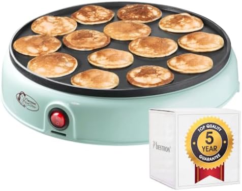 Appareil à poffertjes (profiteroles) au design rétro, Mini crêpier avec revêtement anti-adhésif, Sweet Dreams, 800 Watts, Couleur: Menthe APFM700SDM, Vert