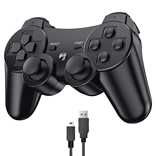 Diswoe Wireless Controller for PS3 - Bluetooth with USB Charging Cable and Dual Vibration