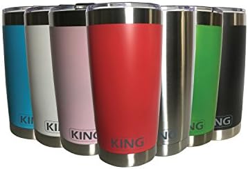 Frosty KING Coolers Vacuum Insulated Tumbler - 20oz &amp; 30 oz - Double-Walled 18/8 Stainless Steel Hydro Travel Mug with Lid - Sweat Free Coffee Cup - Powder Coated Flask