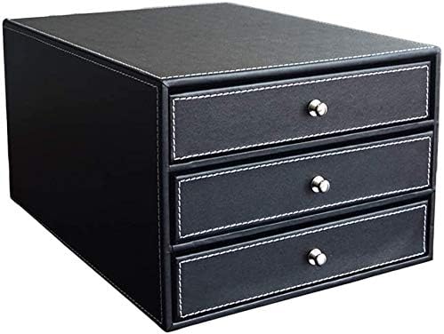 Amazon Com Rewd File Cabinets 3 Drawer Leather File Cabinet Filing Cabinet Desktop 3 Layer File Cabinet Leather Drawer Style A4 Document Storage Box Business Office Supplies Furniture Archive Cabinet Home Kitchen