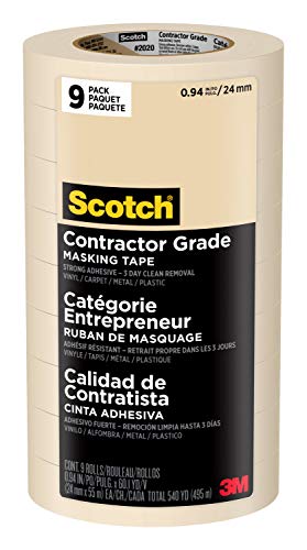 Scotch Abdeckband für Bauunternehmer, hellbraun, Klebeband für den allgemeinen Gebrauch, Multi-Surface-Klebeband, 2,4 cm x 60,1 m, 9 Rollen