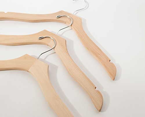 Topline Classic Wood Bridal Dress Hangers - Natural Finish (10-Pack) - Thumbnail 5