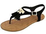 Top Moda Women's Grommet Tassel Fringe Flat Thong Sandal