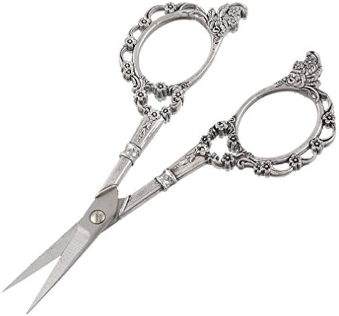Justfund European Vintage Retro Style Precision Straight Sewing Scissors Antique for Needle Work (Silver)