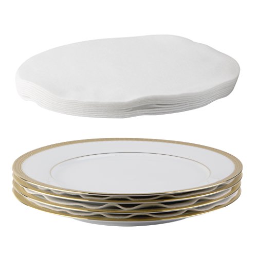 Richards Homewares 4 Pieces Fine China Dinnerware Plates Storage Set - Deluxe Quilted Plush Microfiber - Contents Label Window - Brown - Thumbnail 3