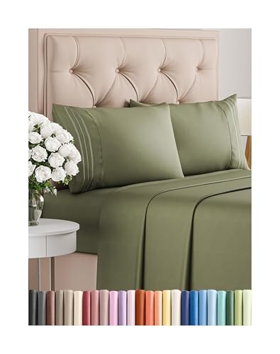 King Size 4 Piece Sheet Set - Comfy Breathable & Cooling Bed Sheets Set - Hotel Luxury Bedding for Women, Men, Kids, Teens, Boys & Girls - Deep Pockets, Soft and Wrinkle Free - Oeko-Tex - Sage Green