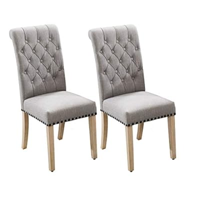 Upholstered Fabric Dining Chairs,Pekko High Back Kitchen and Dining Room Chairs with Copper Nails and Solid Wood Legs… 41Z6kkTGdSL