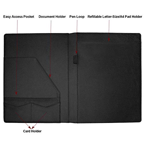 Padfolio/Portfolio Folder - Lemome Executive Leather Padfolio with Document Folder & Organizer Folio for Letter-Size & A4 Writing Pad with Business Card Holder, Professional Gift Portfolios for Men