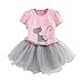 GBSELL 2PC Summer Toddler Baby Kids Girl Cartoon Cat Shirt + Tutu Dress Set (Pink, 5T)