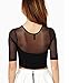 Efashionmx Womens Sexy Half Sleeve Mesh Black Crop Top