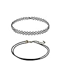 Mudder Black Stretch Tattoo Choker Necklace and Velvet Choker Necklace