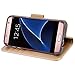 Arae Case Compatible for Samsung Galaxy s7 Edge, [Wrist Strap] Flip Folio [Kickstand Feature] PU Leather Wallet case with ID&Credit Card Pockets (Champagne Gold)