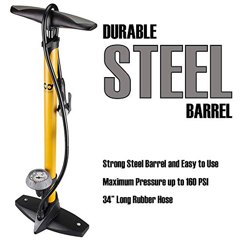 CyclingDeal HighPressure Bicycle Bike Floor Air Pump Gauge Rapid TValve 160 Psi/11 Bar