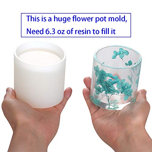 2 Pack Big DIY Cylinder Resin Plant Mold, Internal Diameter 2.95