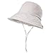 Ladies SPF50+ 100% Linen Summer Sun Bucket Packable Foldable Wide Brim Hats w/Chin Cord Gray