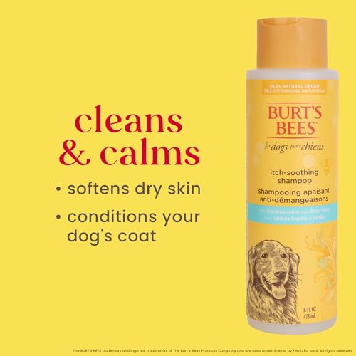 BURT’S BEES FOR PETS ITCH SOOTHING SHAMPOO WITH HONEYSUCKLE, 95% NATURAL ORIGIN FORMULAS, DOG SHAMPOO FOR ITCHY DOGS, DOG SHAMPOO ITCHY SKIN RELIEF, 16 OZ
