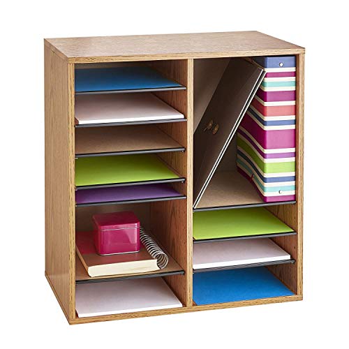 Safco Products Wood Adjustable Literature Organizer, 16 Compartment