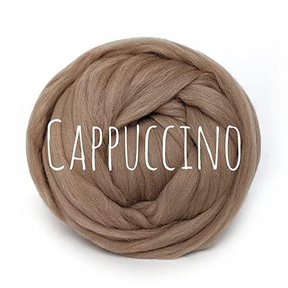 Chunky Wool - for arm Knitting Chunky Blanket Weaving Felting Jumbo Yarn Giant Wool Soft - 50g (0.11lb) (Cappuccino) — image 1