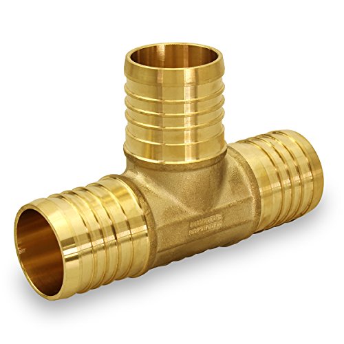 Pexflow PXTE0100-NL PEX X PEX X PEX Barb Tee Pipe Fittings 1" Brass