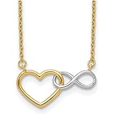 14K Yellow and White Gold Heart with Infinity Symbol Necklace