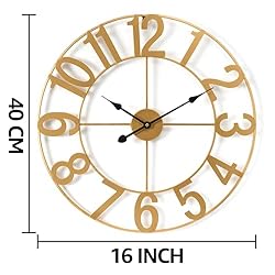 Sorbus Gold Metal Wall Clock - 16 inch Decorative