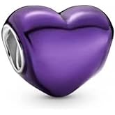 Metallic Purple Heart Charm 925 Sterling Silver Pendant,Jewelry Beads Gifts for Women Bracelet&Necklace A0226
