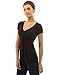 PattyBoutik Women V Neck Twist Knot Front Short Sleeve Top (Black Medium)